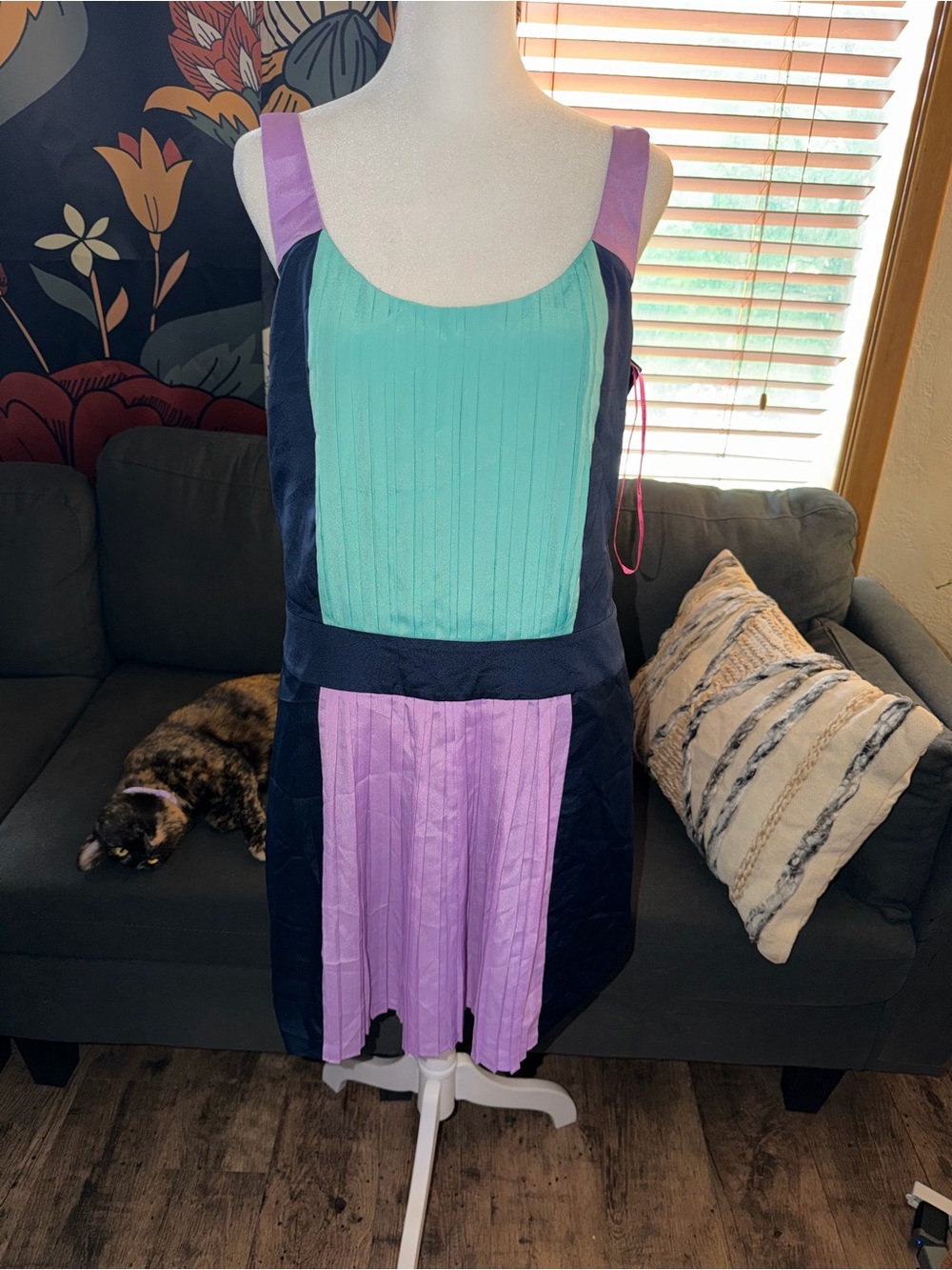 Betsey Johnson Colorblock Sleeveless Scoop Neck Knee Length Dress Size 8